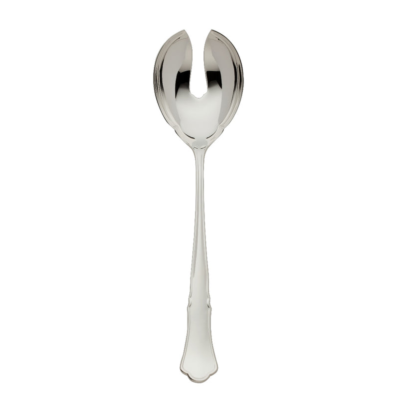 Alt Chippendale silver plated large salad serving fork with contoured handle and wide prongs
