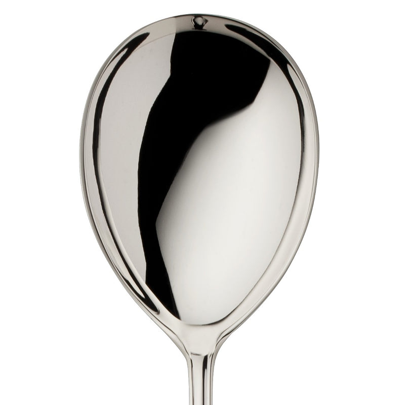 Alt Chippendale silver plated small salad serving spoon close-up.