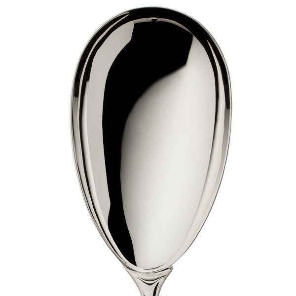Alt Chippendale silver plated serving spoon close-up
