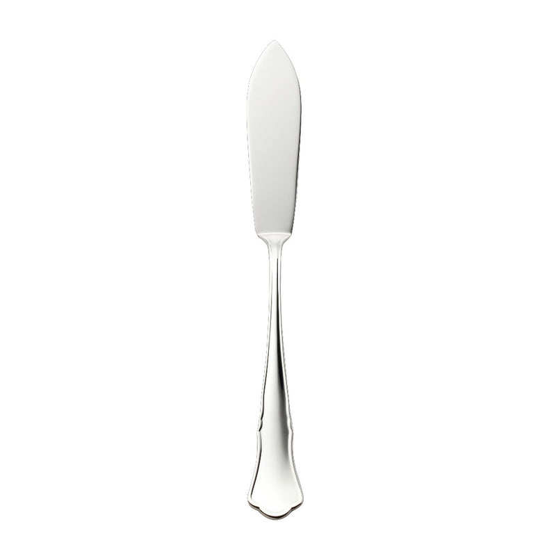Alt Chippendale silver plated fish serving knife with contoured handle for plating seafood
