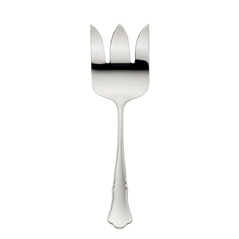 Alt Chippendale silver plated fish serving fork with wide shaped prongs for lifting seafood
