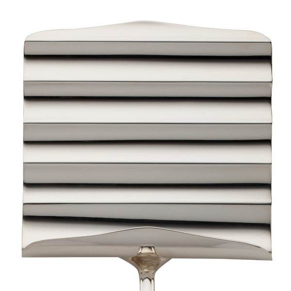 Alt Chippendale silver plated asparagus server with broad flat blade close-up.