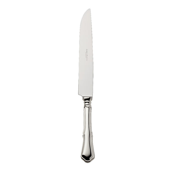 Alt Chippendale silver plated carving knife with long tapered blade and contoured handle
