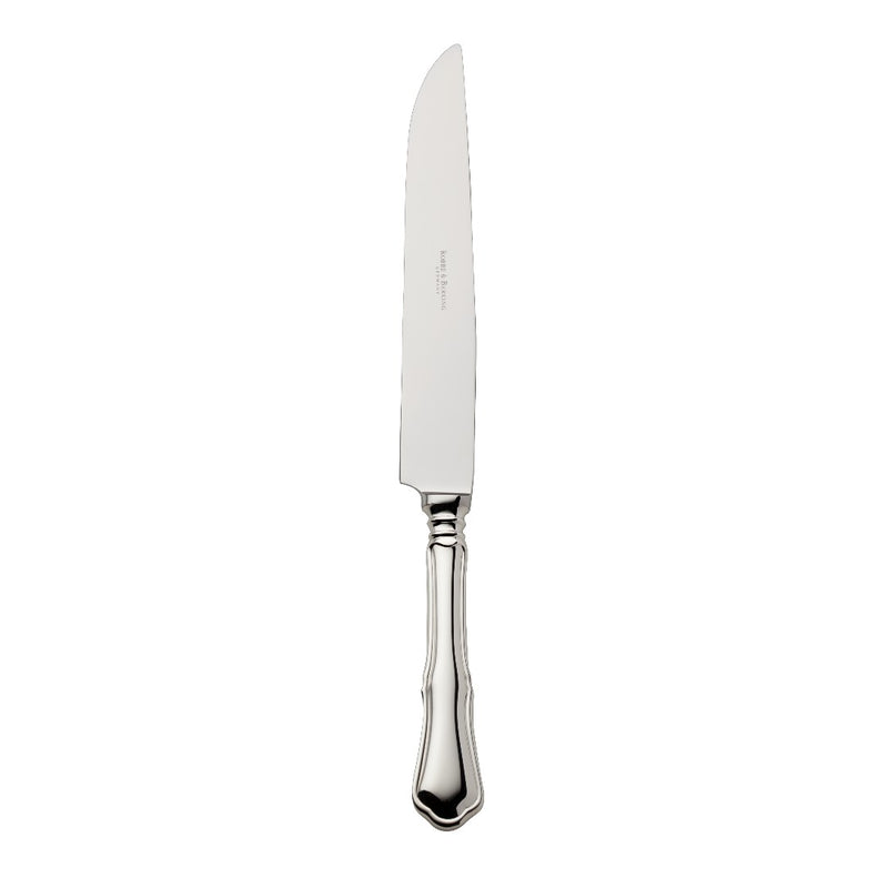 Alt Chippendale silver plated carving knife with long tapered blade and contoured handle
