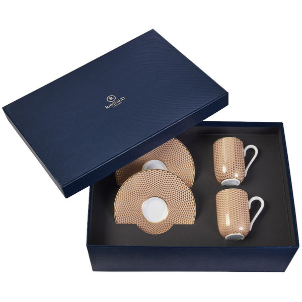 Set of 2 Espresso Cups and Saucers Trésor Beige in a Gift Box
