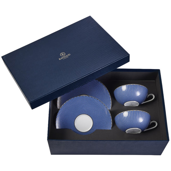 Set of 2 Tea Cups and Saucers Trésor Bleu in a Gift Box