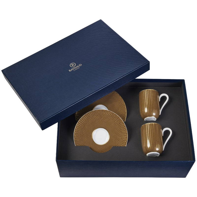 Set of 2 Espresso Cups and Saucers Trésor Marron in a Gift Box