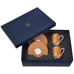 Set of 2 Espresso Cups and Saucers Trésor Orange in a Gift Box