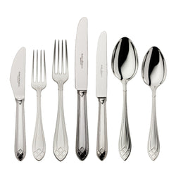 84-piece Arcade silver-plated cutlery set by Robbe & Berking with elegant decorative bands.