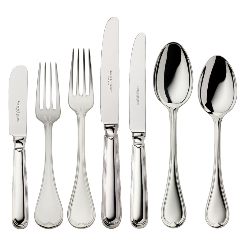 Classic-Faden 84-piece silver-plated cutlery set by Robbe & Berking, handcrafted for luxury dining.