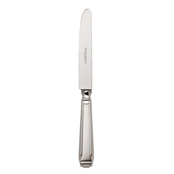 Table knife Art Deco silver-plated with structured handle and defined blade transition.
