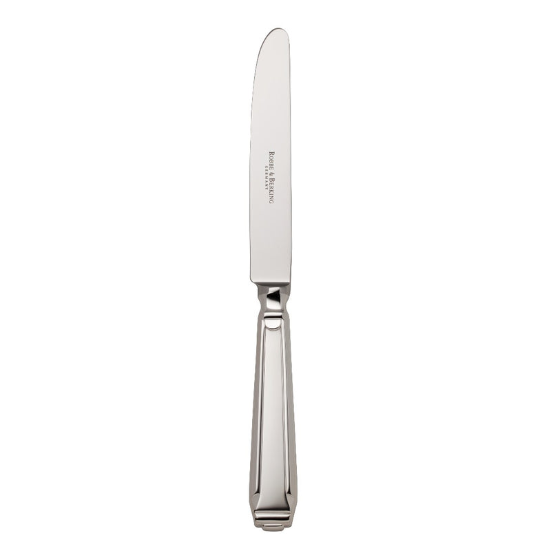 Table knife Art Deco silver-plated with structured handle and defined blade transition.