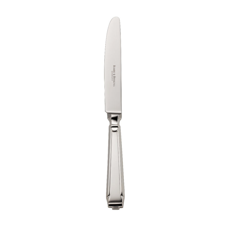 Menu knife Art Deco silver-plated with structured handle and defined blade transition
