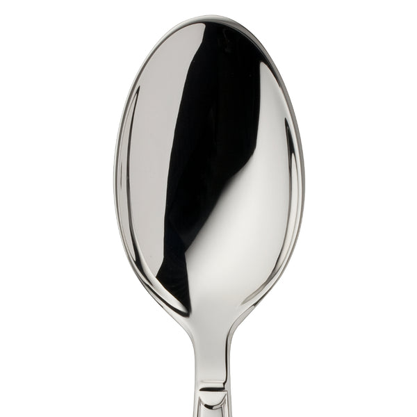Dessert spoon Art Deco silver-plated close-up on its rounded bowl