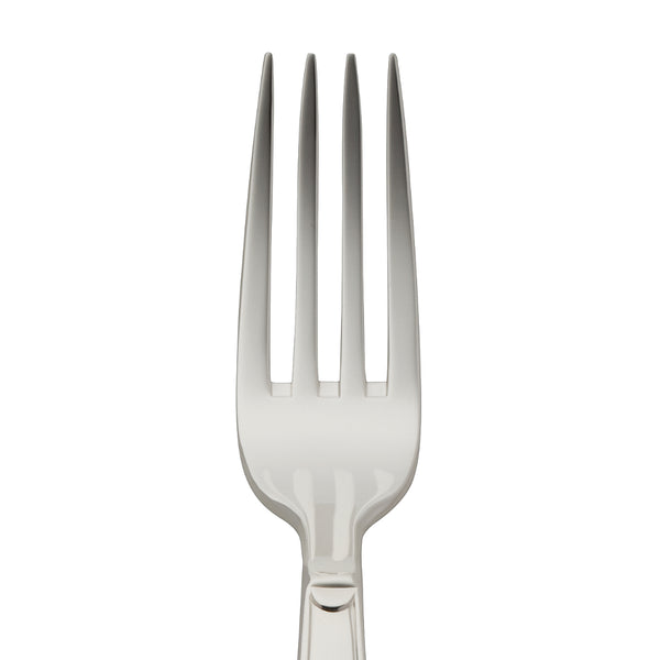 Dessert fork Art Deco silver-plated close-up on its four prongs