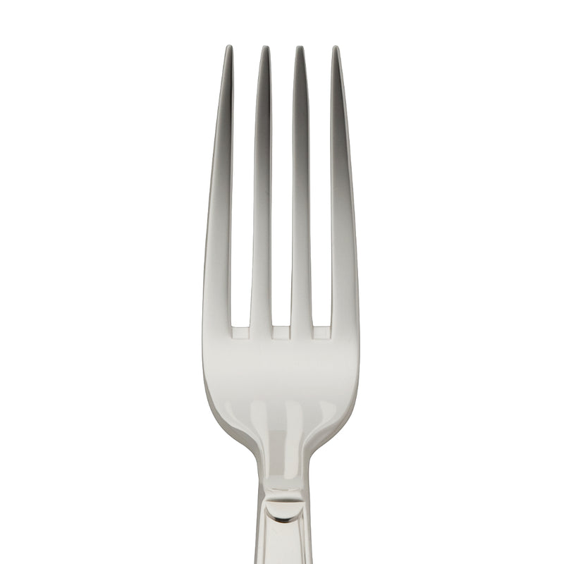 Dessert fork Art Deco silver-plated close-up on its four prongs