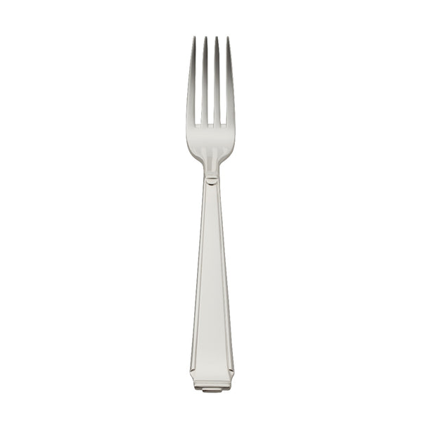 Dessert fork Art Deco silver-plated with defined handle and short prongs