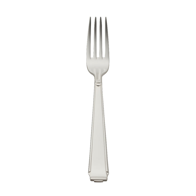Dessert fork Art Deco silver-plated with defined handle and short prongs