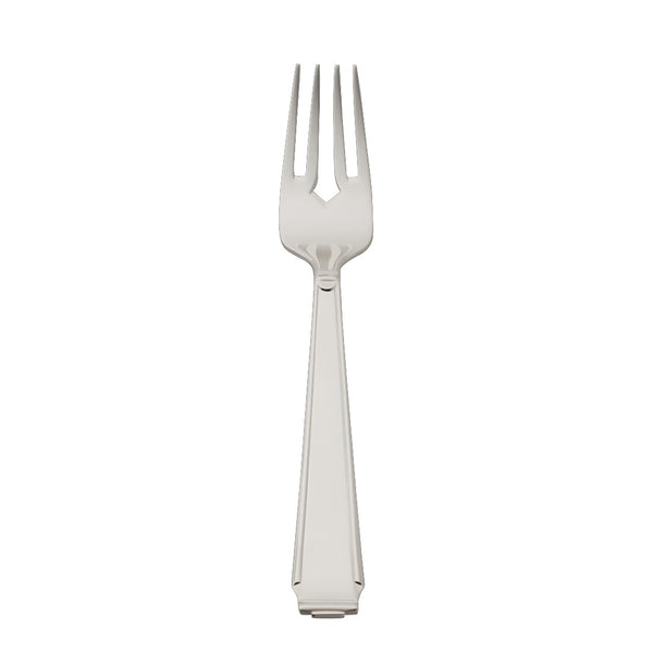 Fish fork Art Deco silver-plated with structured handle and shaped prong design