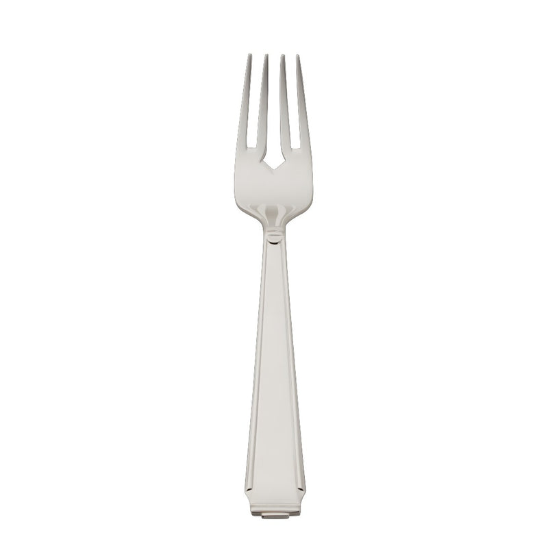 Fish fork Art Deco silver-plated with structured handle and shaped prong design