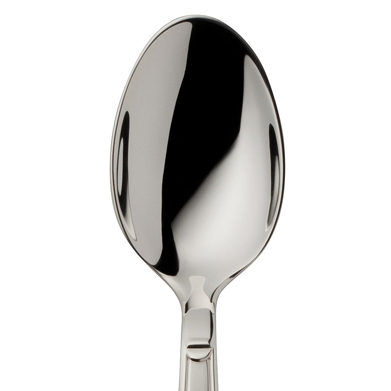 Close-up on small coffee spoon Art Deco silver-plated rounded bowl