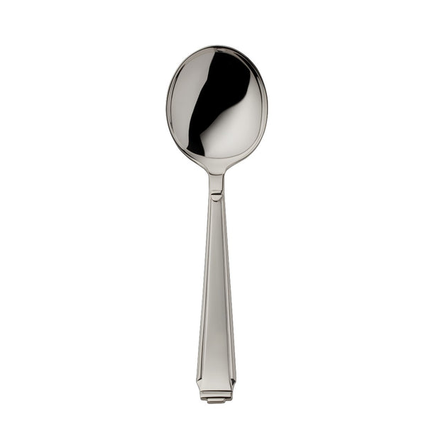 Cream spoon Art Deco silver-plated with defined handle and rounded bowl.
