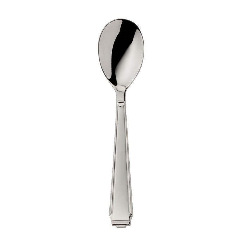 Ice cream spoon Art Deco silver-plated with structured handle and shallow bowl