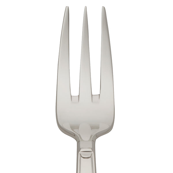 Cake fork Art Deco silver-plated close-up on its three prongs