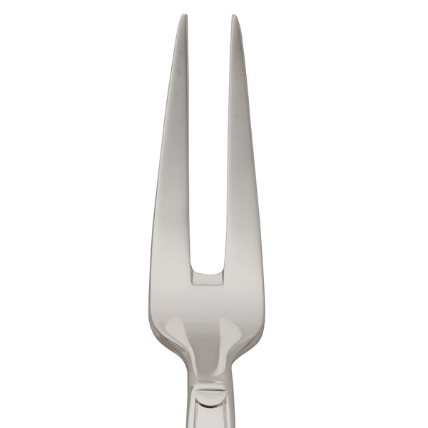 Large meat fork Art Deco silver-plated close-up on its long prongs