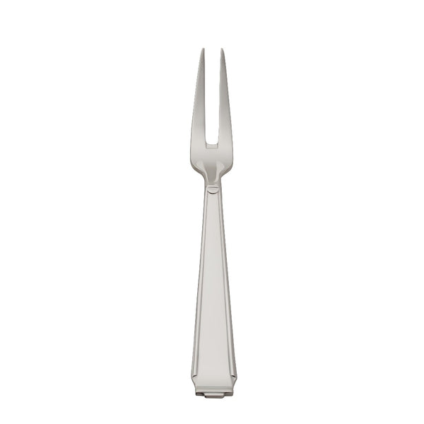 Large meat fork Art Deco silver-plated with defined handle and long prongs