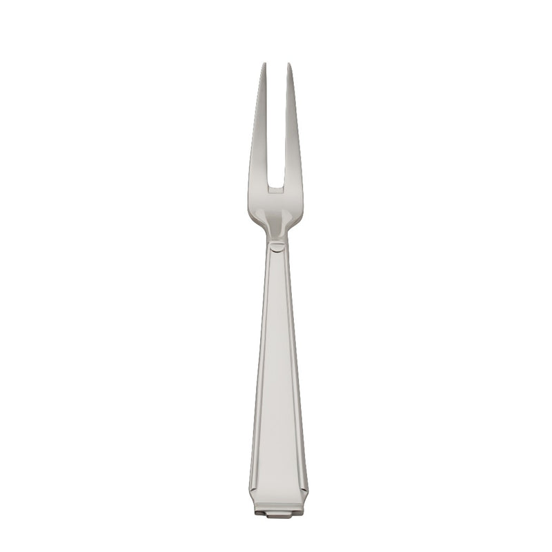 Large meat fork Art Deco silver-plated with defined handle and long prongs