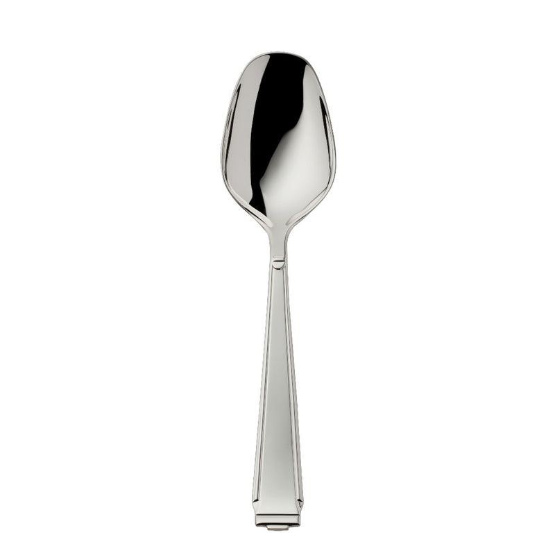 Vegetable server Art Deco silver-plated with structured handle and broad curved head