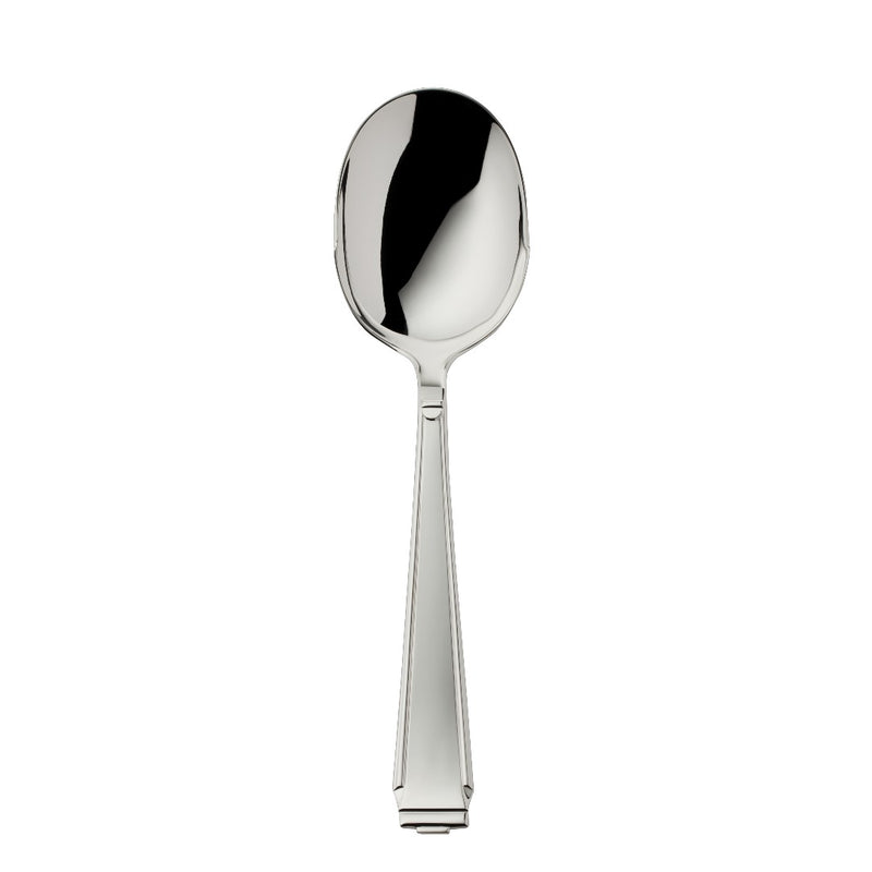 Potato server Art Deco silver-plated with structured handle and broad shallow head