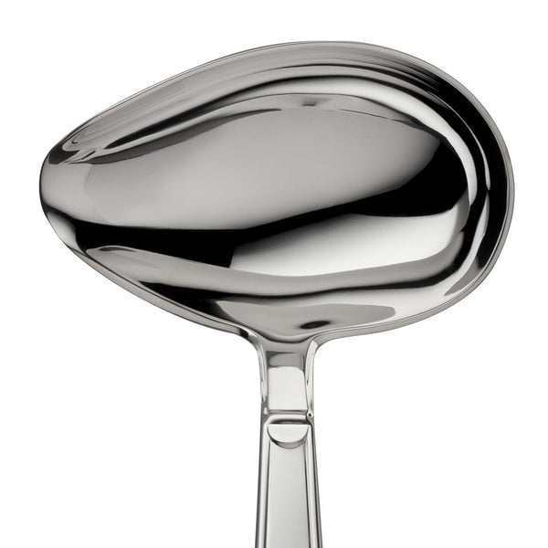 Sauce ladle Art Deco silver-plated close-up on its deep rounded bowl