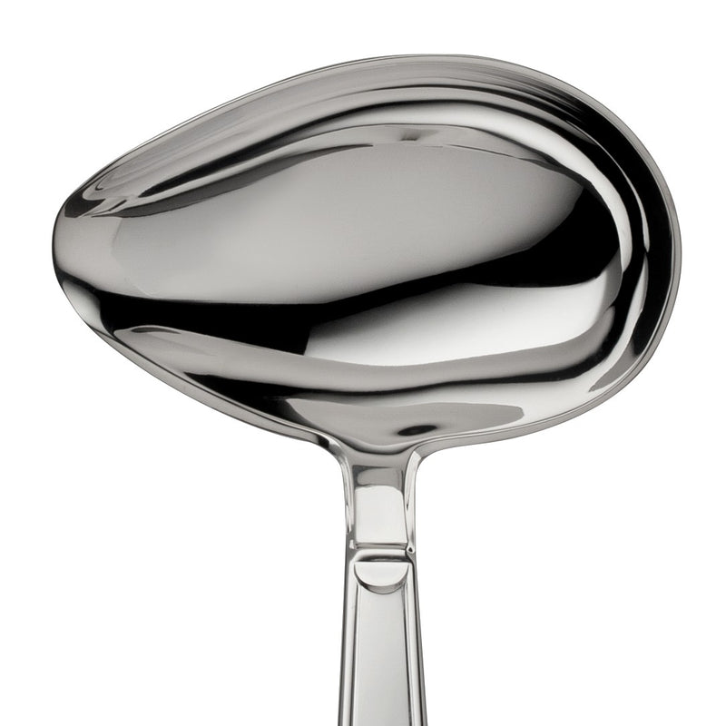 Sauce ladle Art Deco silver-plated close-up on its deep rounded bowl