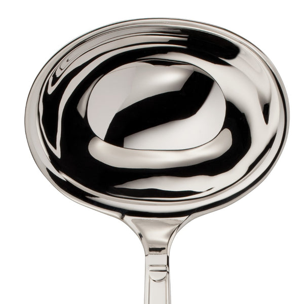 Soup ladle Art Deco silver-plated close-up on its deep wide bowl