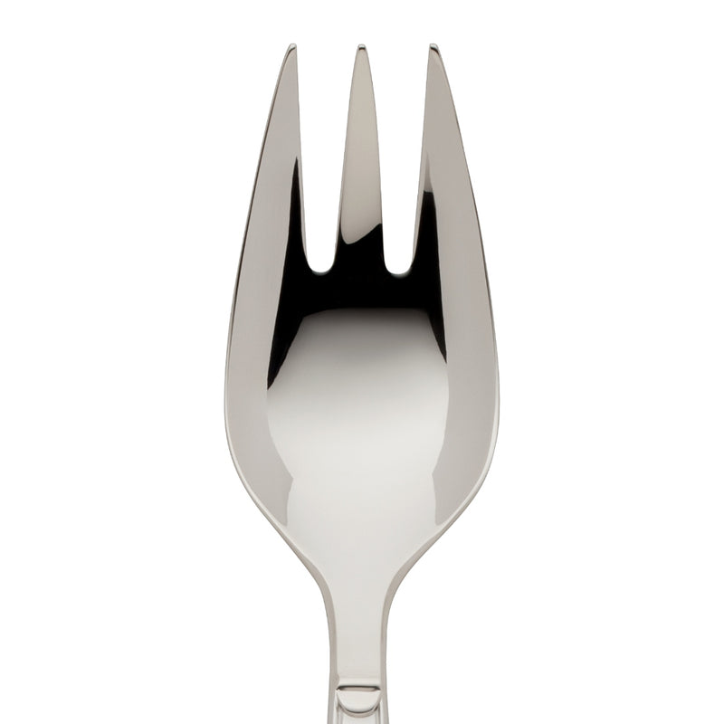 Vegetable fork Art Deco silver-plated close-up on its short prongs