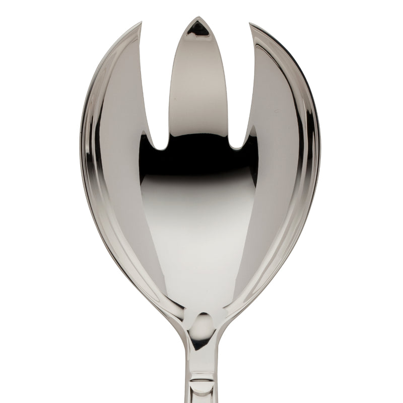 Large salad serving fork Art Deco silver-plated close-up wide prongs