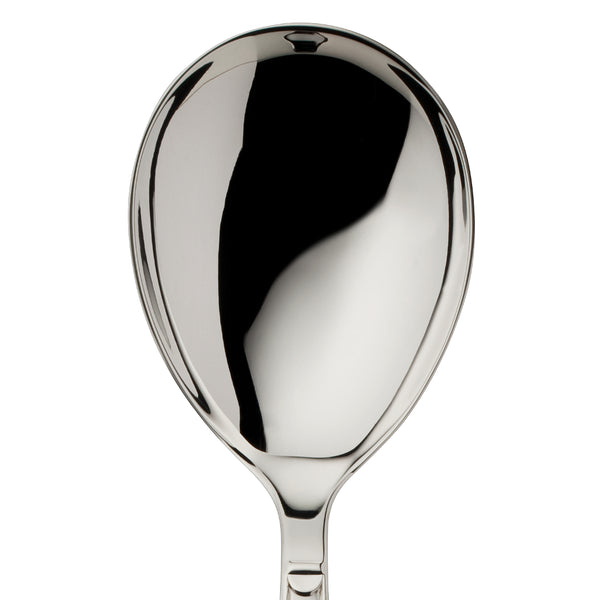 Small salad serving spoon Art Deco silver-plated close-up rounded bowl