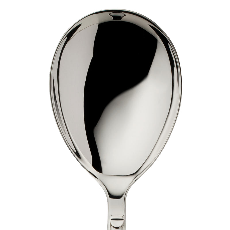 Small salad serving spoon Art Deco silver-plated close-up rounded bowl