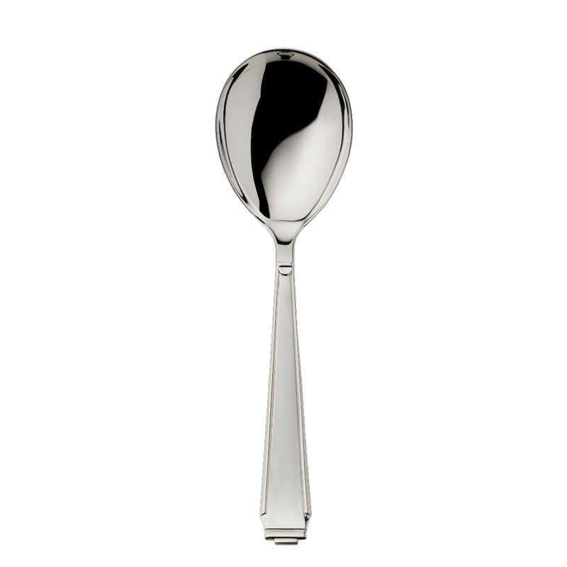 Small salad serving spoon Art Deco silver-plated with structured handle and rounded bowl