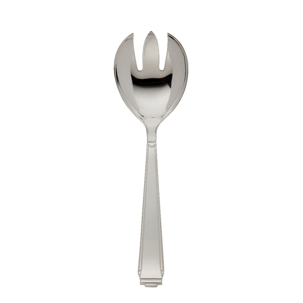 Small salad serving fork Art Deco silver-plated with structured handle and wide prongs