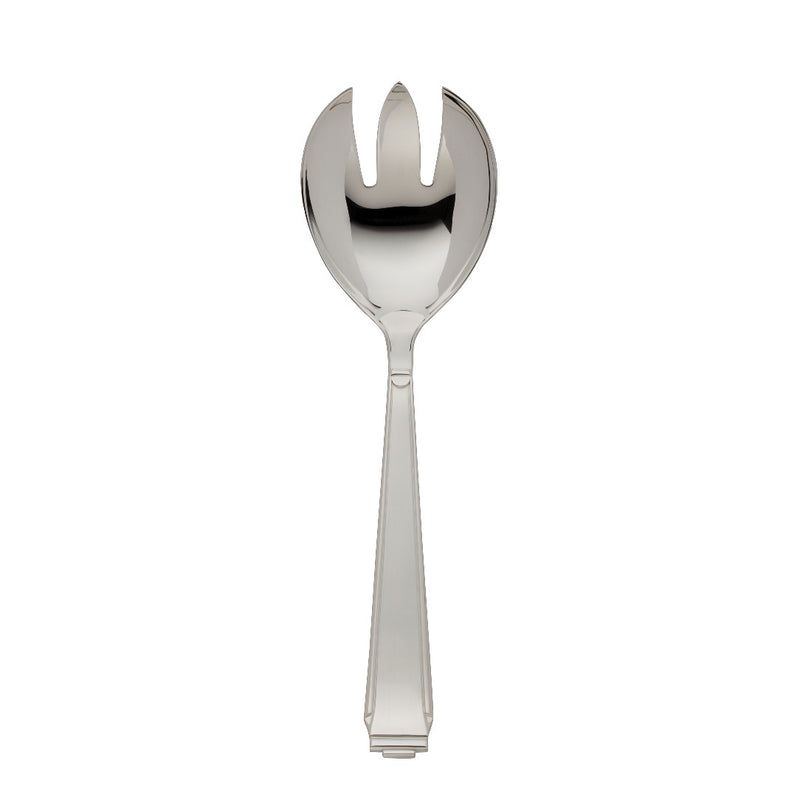 Small salad serving fork Art Deco silver-plated with structured handle and wide prongs