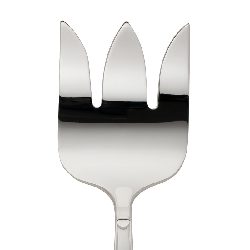 Fish serving fork Art Deco silver-plated with structured handle and wide prongs