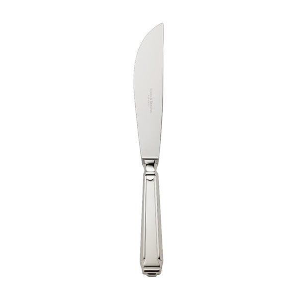 Carving knife Art Deco silver-plated with structured handle and long tapered blade