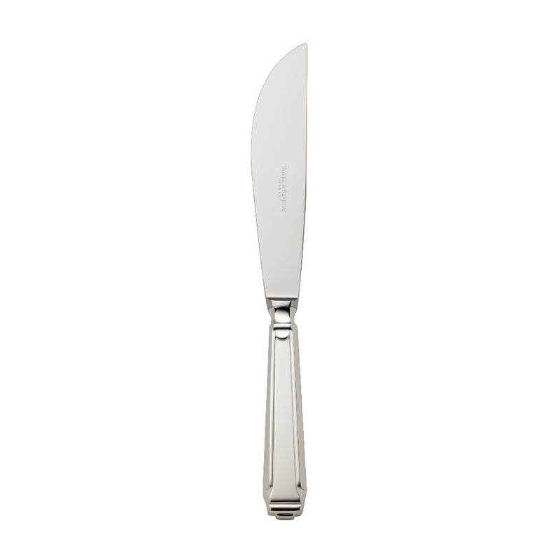 Carving knife Art Deco silver-plated with structured handle and long tapered blade
