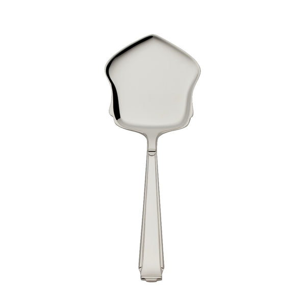 Pastry server Art Deco silver-plated with structured handle and flat tapered blade