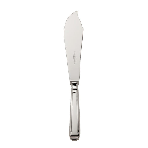 Tart knife Art Deco silver-plated with structured handle and tapered blade