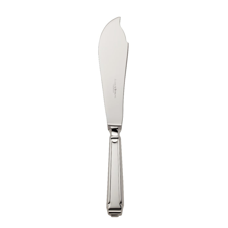 Tart knife Art Deco silver-plated with structured handle and tapered blade