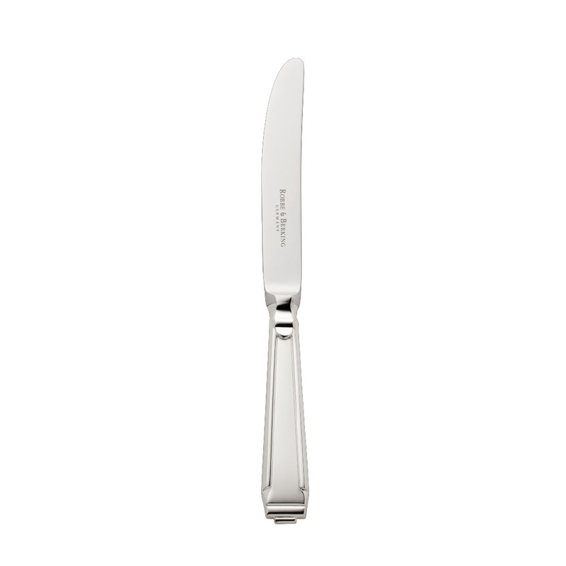 Cake and fruit knife Art Deco silver-plated with structured handle and tapered blade